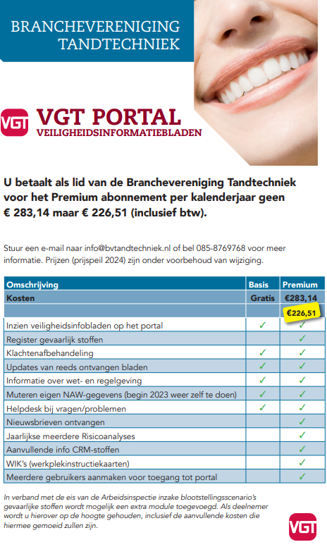 BTT Voordeelregeling VGT Portal Veiligheidsinformatiebladen
